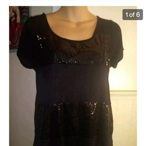 WOMEN"S SEQUINED TOP. FANCY STRETCHY SHORT SLEEVE. Very pretty!